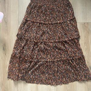 NWOT Japna Women's Maxi Skirt - Black and Orange Floral